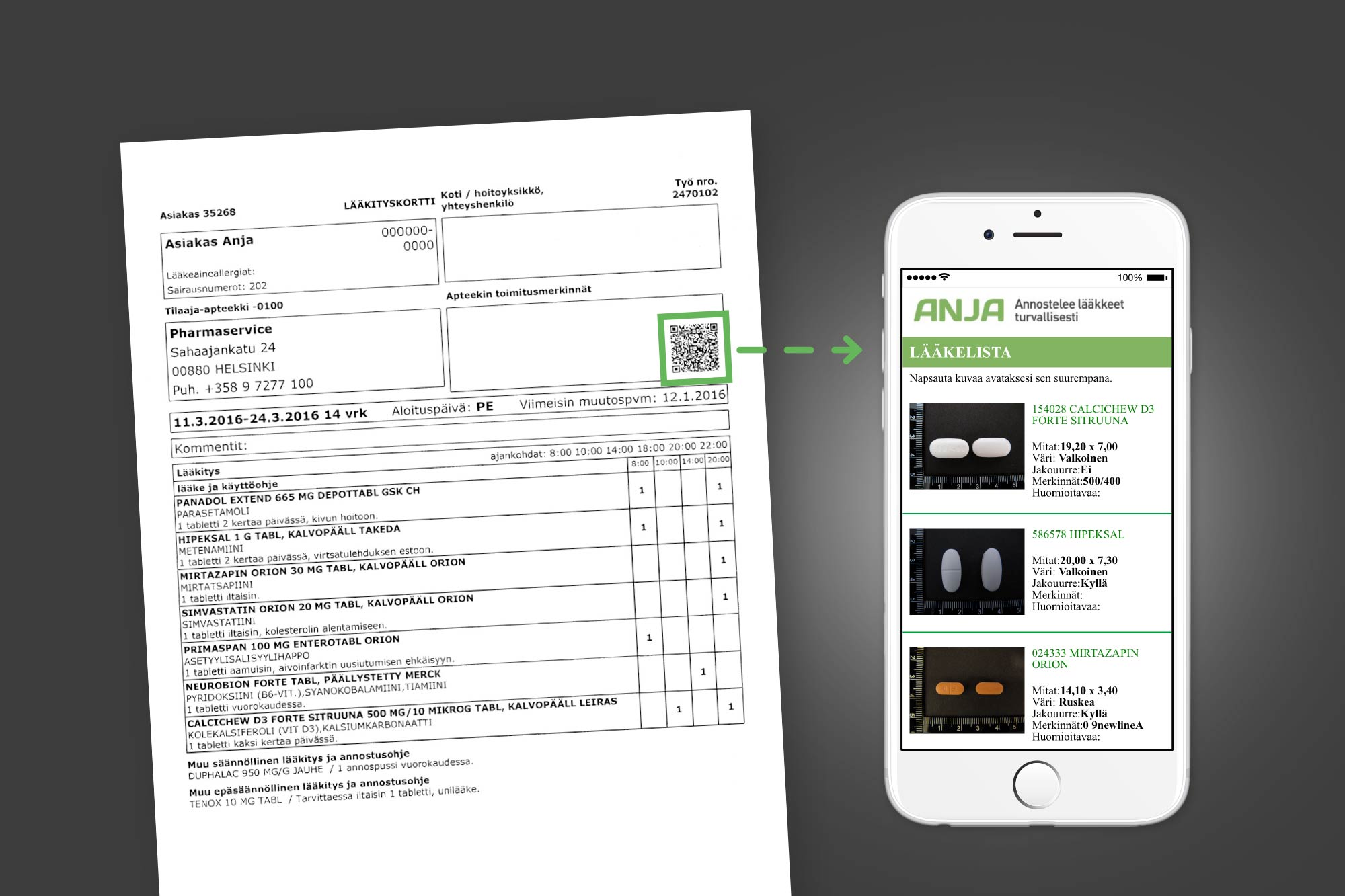 QR-koodi helpottaa lääkkeiden tunnistamista