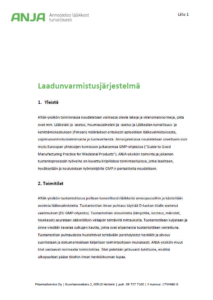ANJA-yksikön laadunvarmistusjärjestelmä